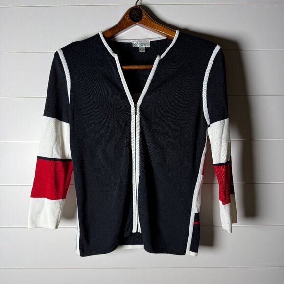 Austin Reed Jackets & Blazers - Austin Reed Zip Front Cardigan Jacket Sz Medium Red, Black & White